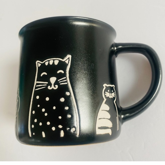 Cat Lovers Kitty Cat Coffee Mug Black White Ceramic - Picture 1 of 5